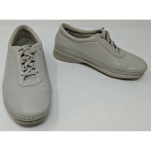 SAS Traveler Tripad Comfort Womens Size 7 W Wide Gray Bone Leather Lace Up Shoes - Picture 1 of 8
